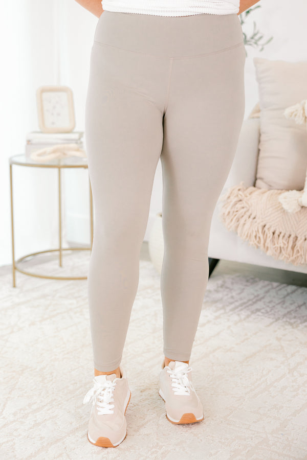 Chic Soul plus size clothing, light tan full length athletic leggings