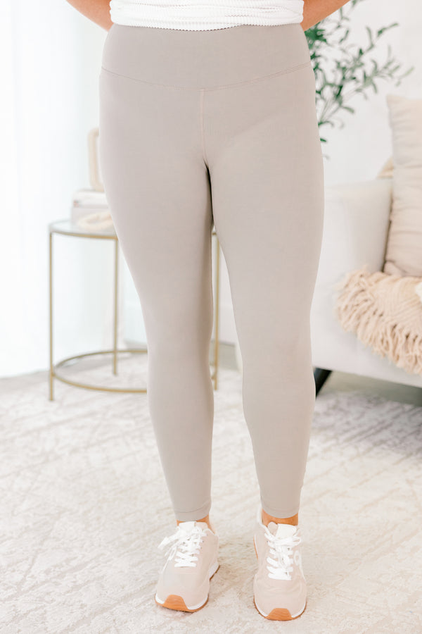 Chic Soul plus size clothing, light tan full length athletic leggings