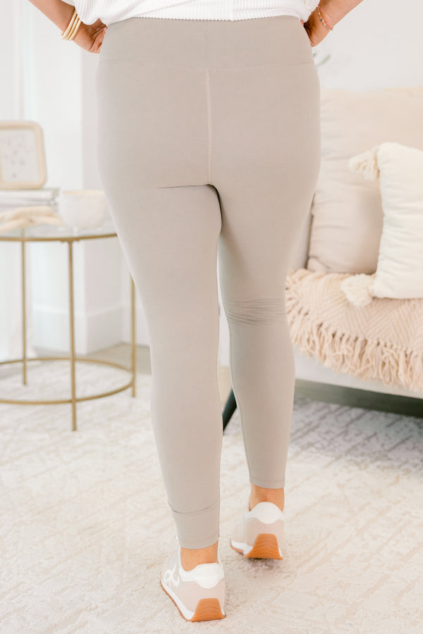 Chic Soul plus size clothing, light tan full length athletic leggings