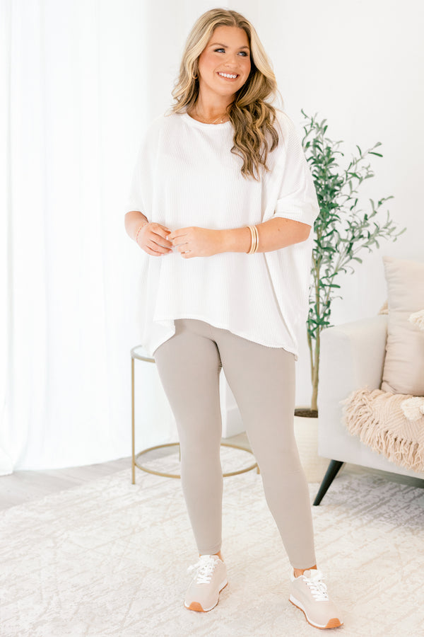 Chic Soul plus size clothing, light tan full length athletic leggings