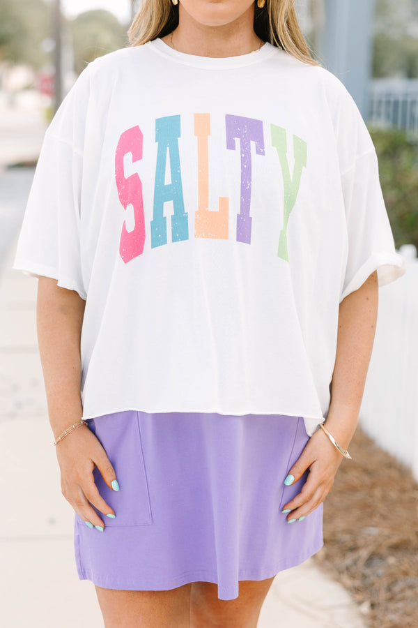 Chic Soul plus size clothing, white oversized cropped tee with 