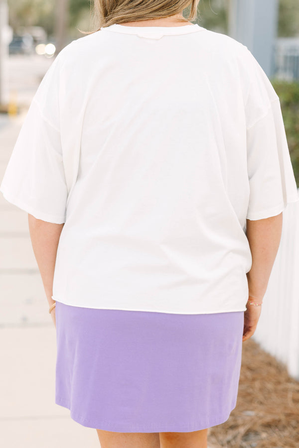 Chic Soul plus size clothing, white oversized cropped tee with 