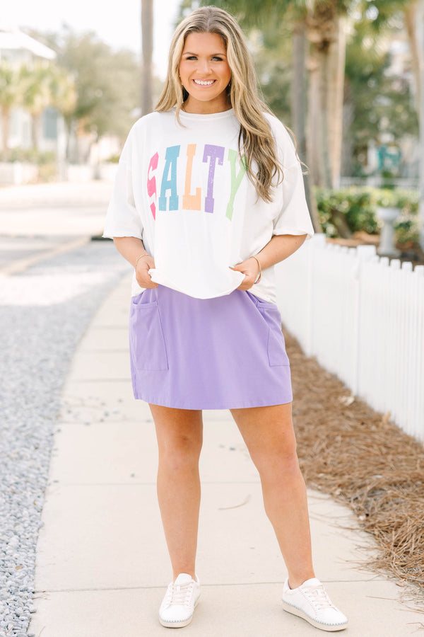 Chic Soul plus size clothing, white oversized cropped tee with 