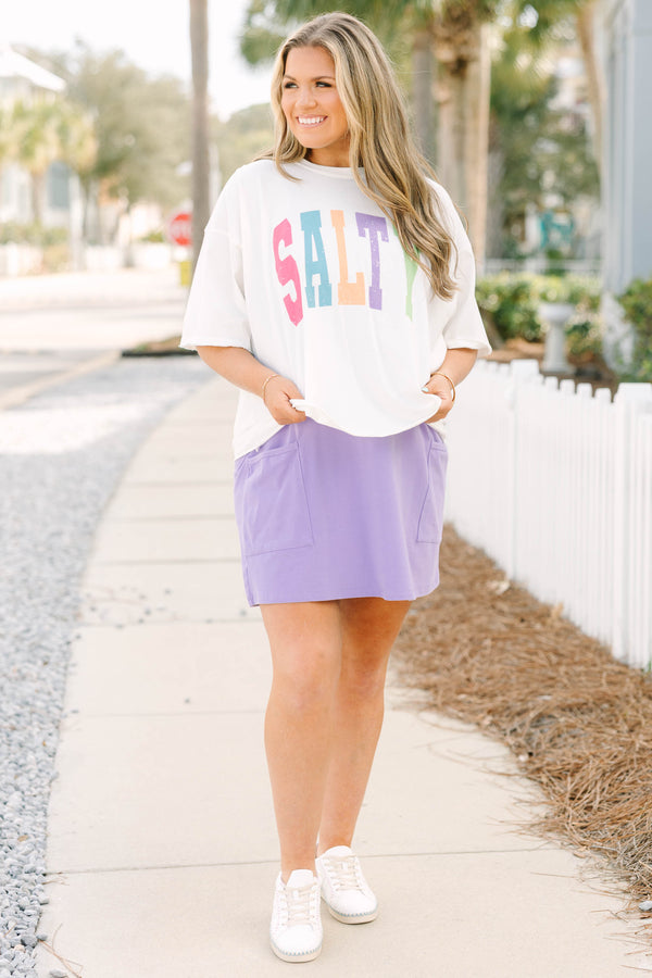 Chic Soul plus size clothing, white oversized cropped tee with 