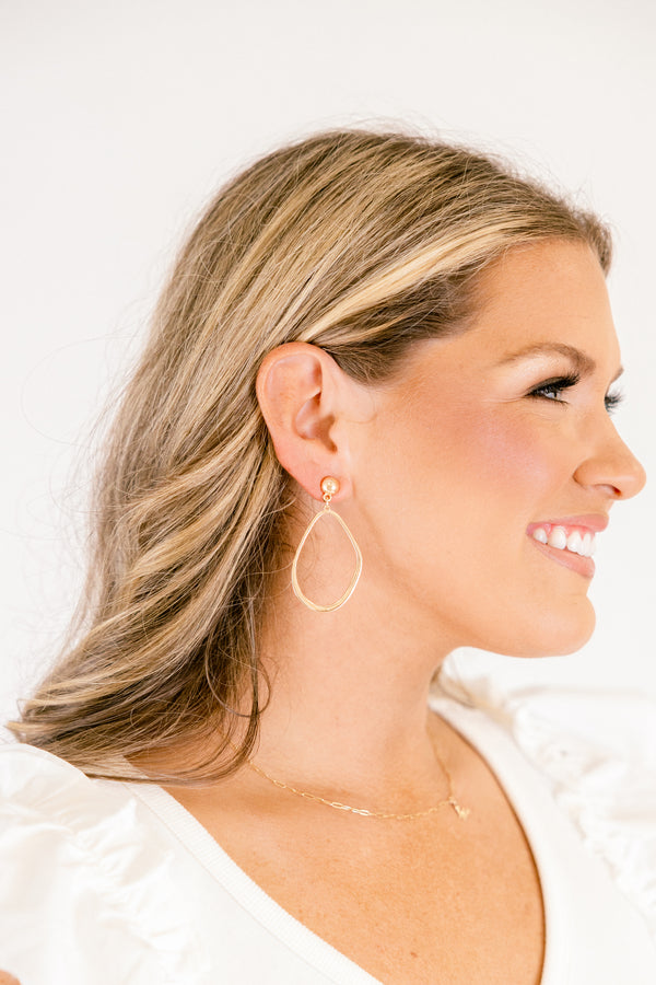 Chic Soul plus size clothing, gold teardrop outline earrings
