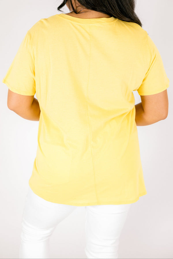 Chic Soul plus size clothing, banana yellow short sleeve basic tee