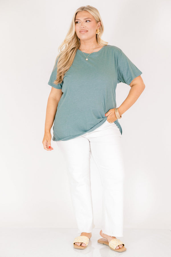 Chic Soul plus size clothing, heather ash jade short sleeve basic tee 