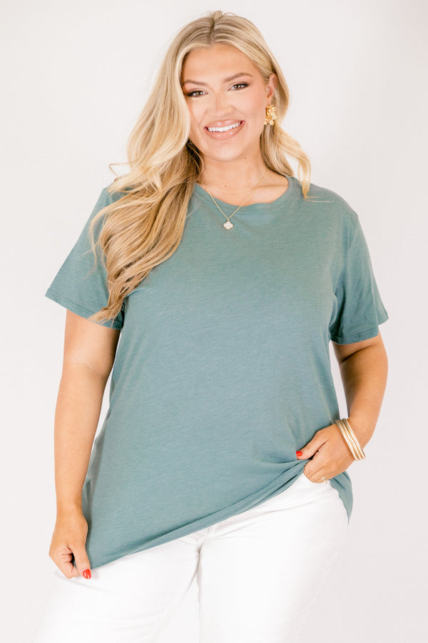 Chic Soul plus size clothing, heather ash jade short sleeve basic tee 