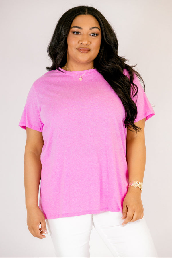 Chic Soul plus size clothing, mauve colored short sleeve basic tee
