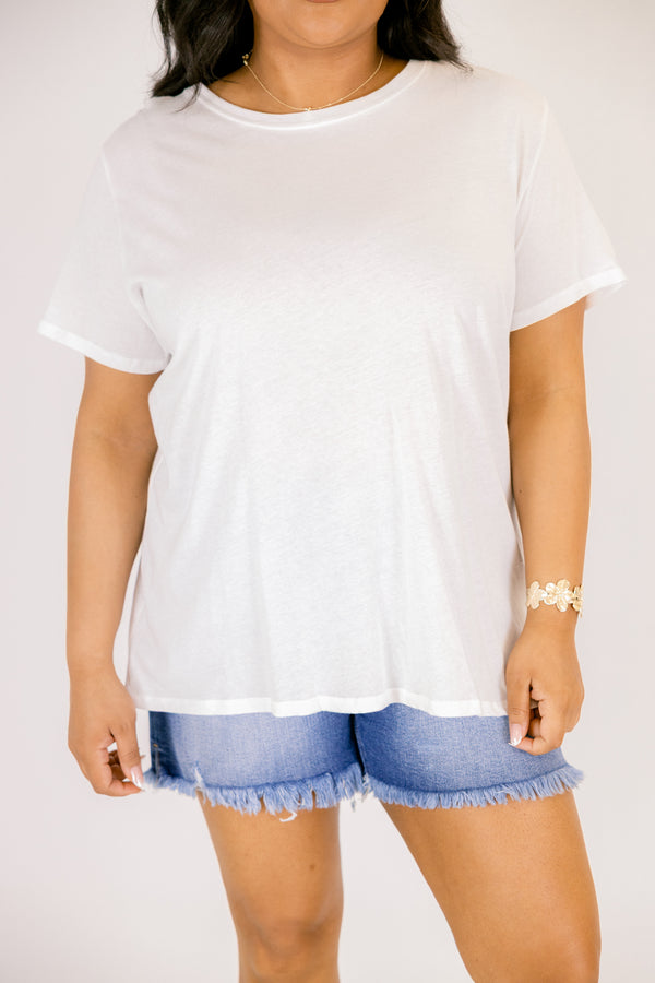 Chic Soul plus size clothing, white short sleeve basic tee 