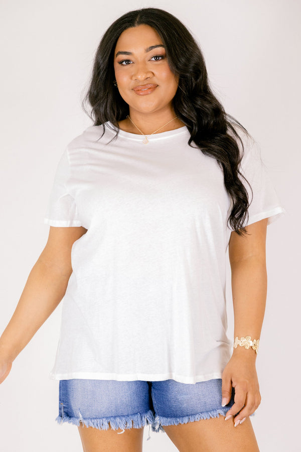 Chic Soul plus size clothing, white short sleeve basic tee 