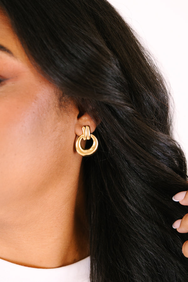Chic Soul plus size clothing, chunky gold layered dangle earrings