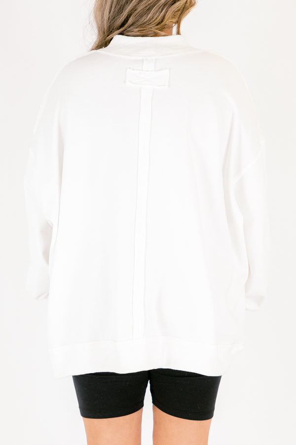 Chic Soul plus size clothing, ivory long sleeve mock neck pullover with red and white checkered pattern and 