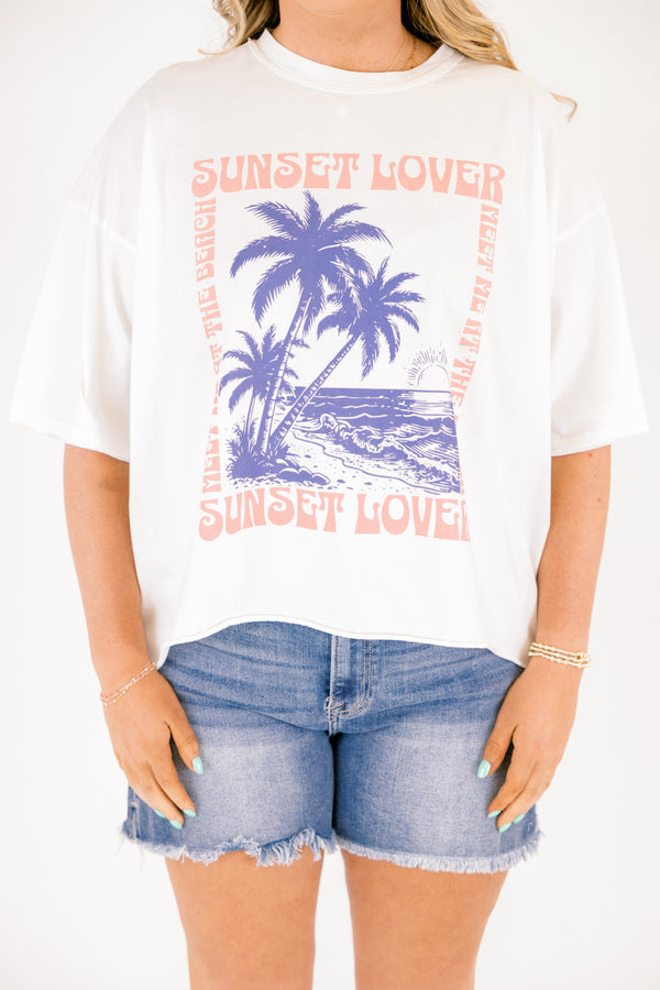 Chic Soul plus size clothing, white vintage wash cropped tee with 