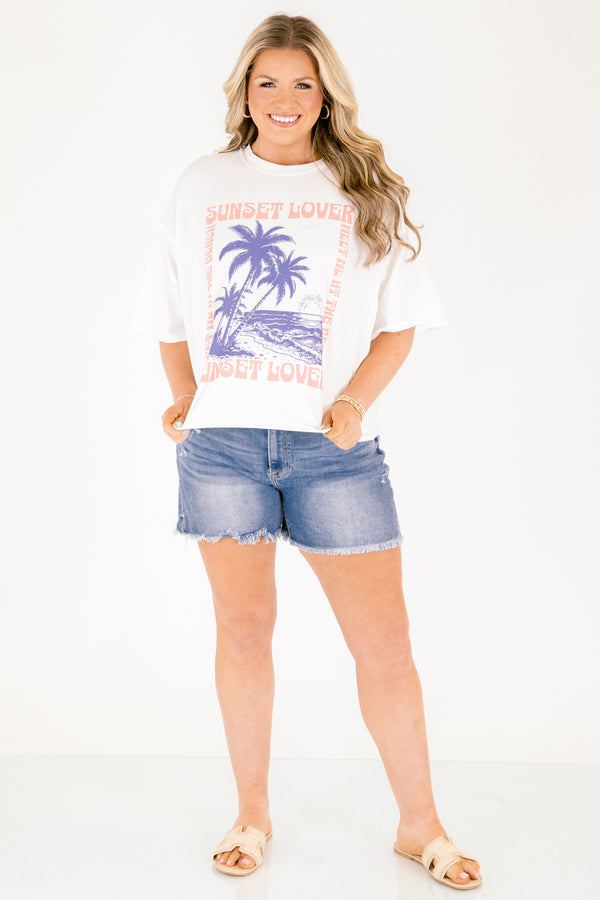 Chic Soul plus size clothing, white vintage wash cropped tee with 