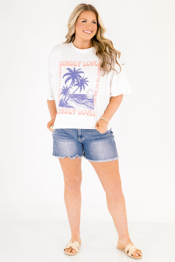 Chic Soul plus size clothing, white vintage wash cropped tee with 