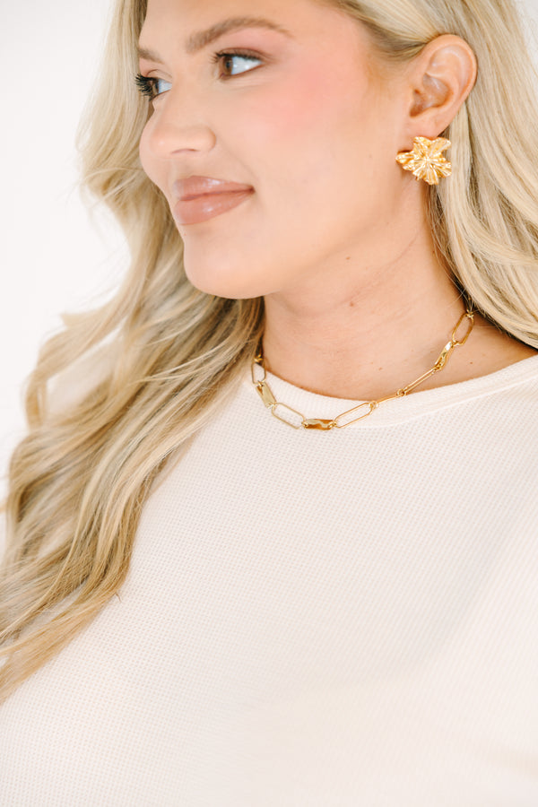 Chic Soul plus size clothing, gold paperclip chain necklace