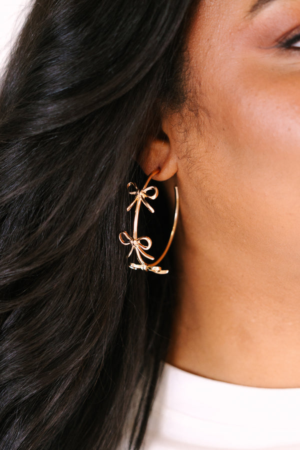 Chic Soul plus size clothing, gold bow hoop earrings 