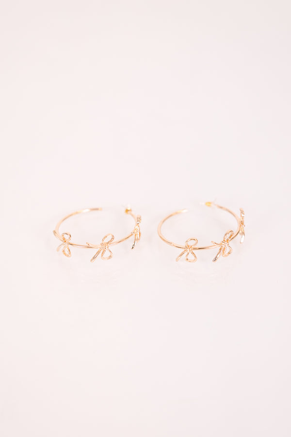 Chic Soul plus size clothing, gold bow hoop earrings 