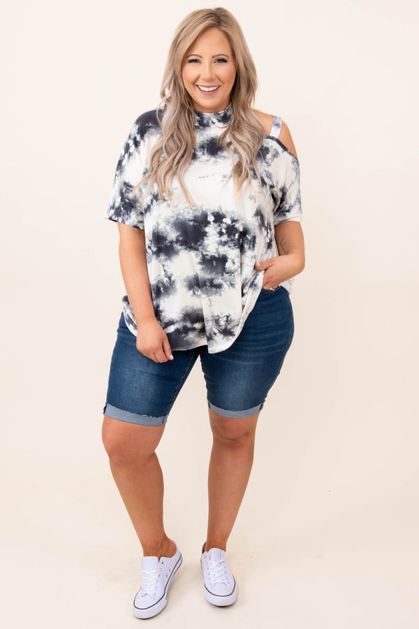 bottoms, shorts, blue, medium wash, solid, bermuda