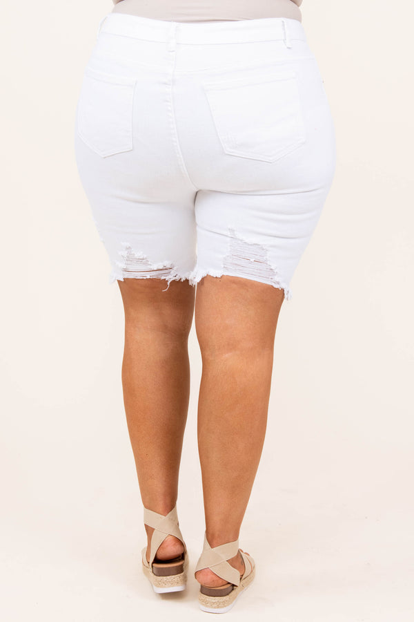 bottoms, shorts, white, distressed