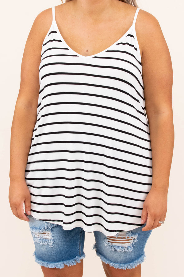 top, tank, white, striped, spaghetti, ivory