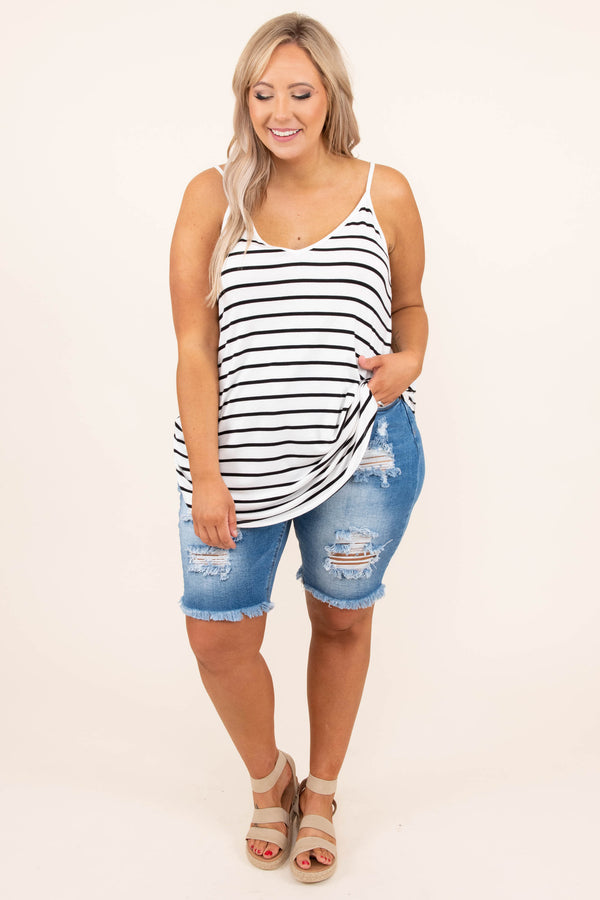 top, tank, white, striped, spaghetti, ivory