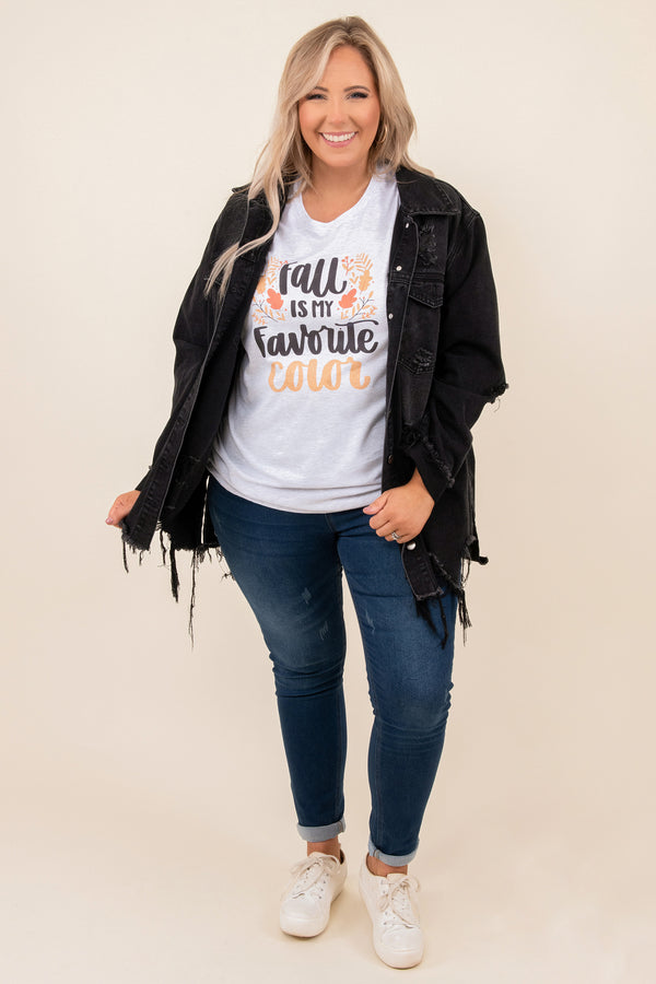 tops, tee, gray, graphic, short sleeve