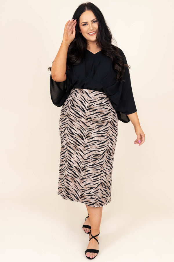 Chic Soul plus size clothing, black solid half three quarter length sleeve babydoll blouse top