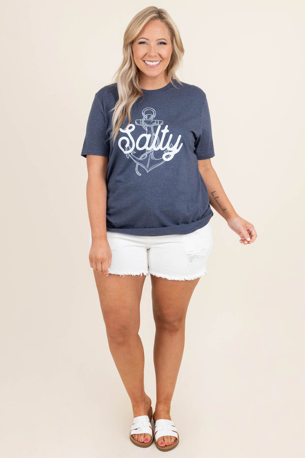 Chic Soul plus size clothing, white denim distressed blue jean shorts