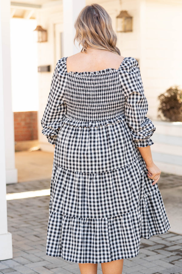 Chic Soul plus size clothing, black and white plaid dress