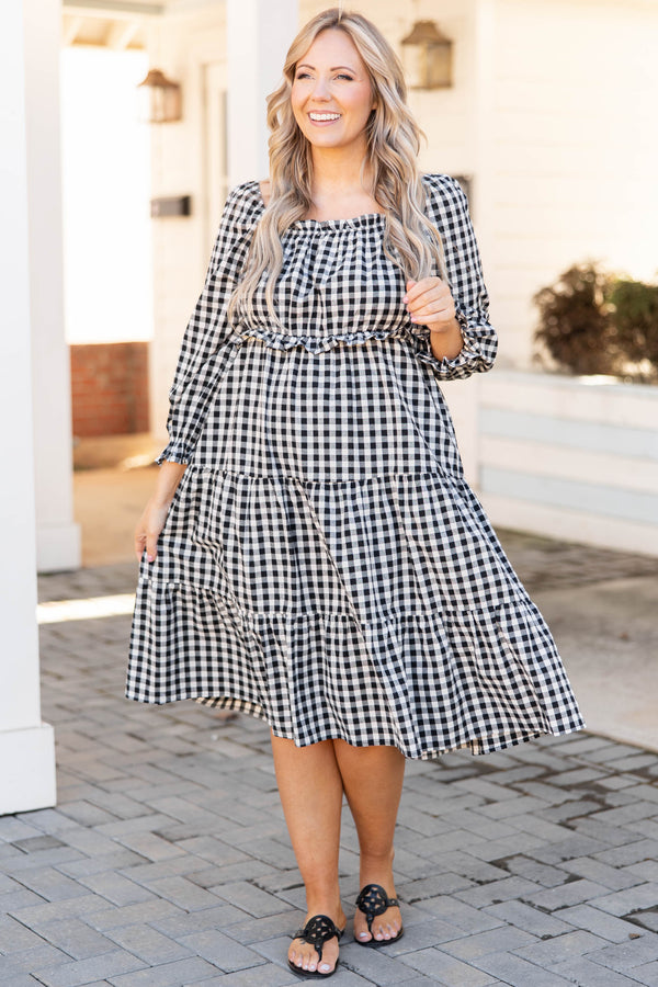 Chic Soul plus size clothing, black and white plaid dress
