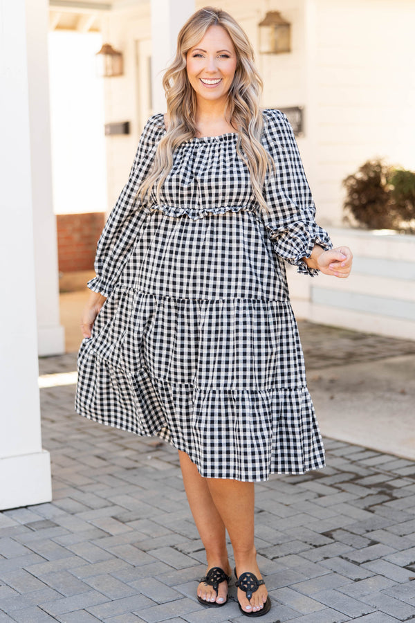 Chic Soul plus size clothing, black and white plaid dress