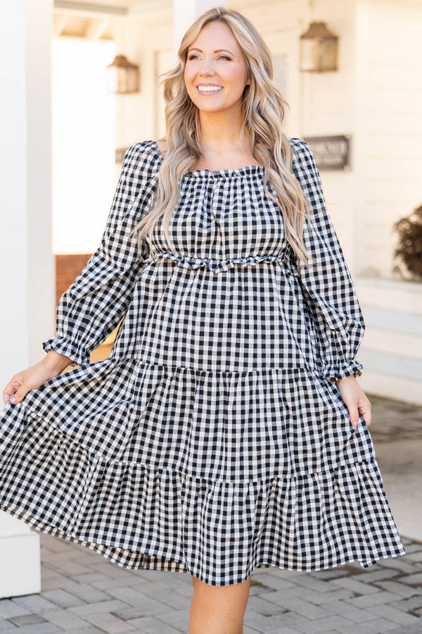 Chic Soul plus size clothing, black and white plaid dress