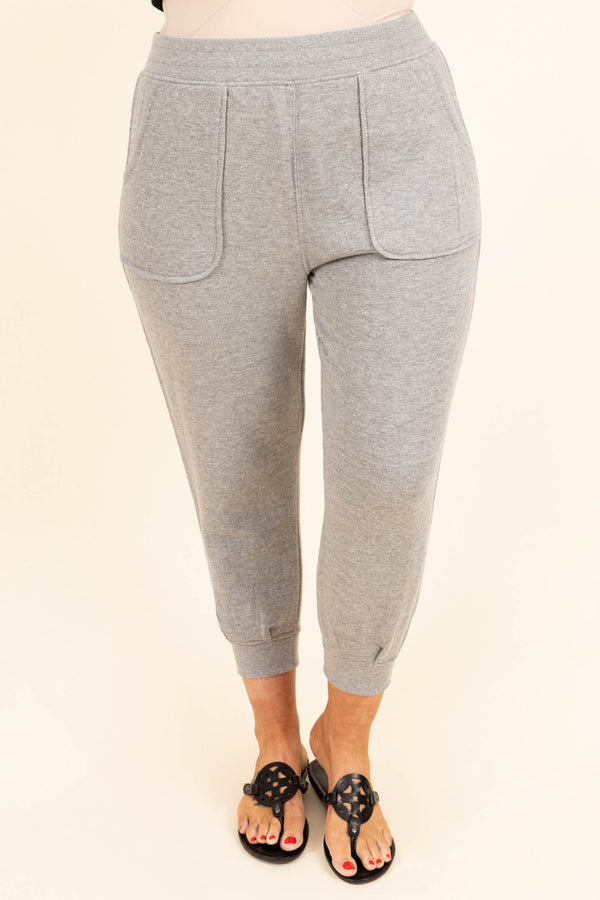 Chic Soul plus size clothing, heather gray joggers with pockets