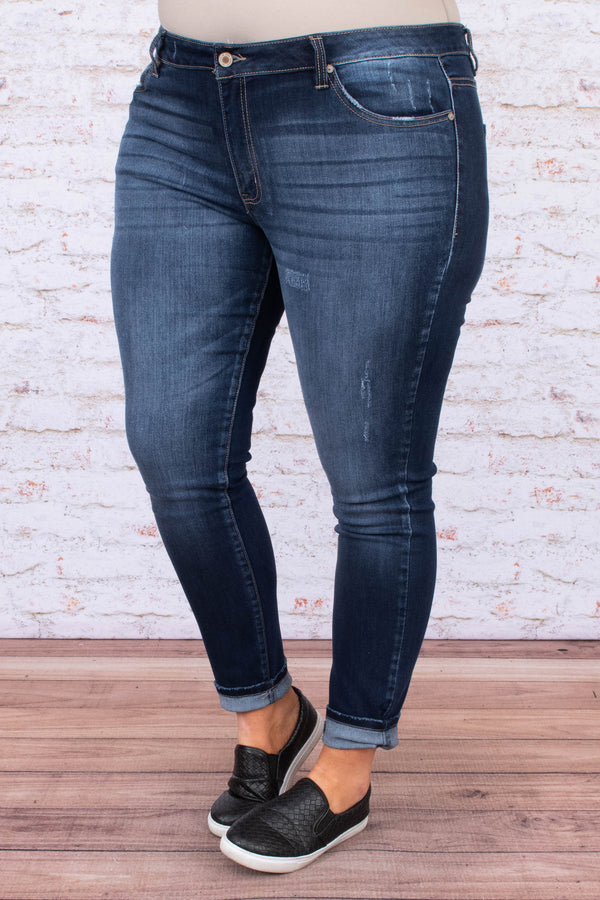 jeggings, long, skinny, dark blue, faded
