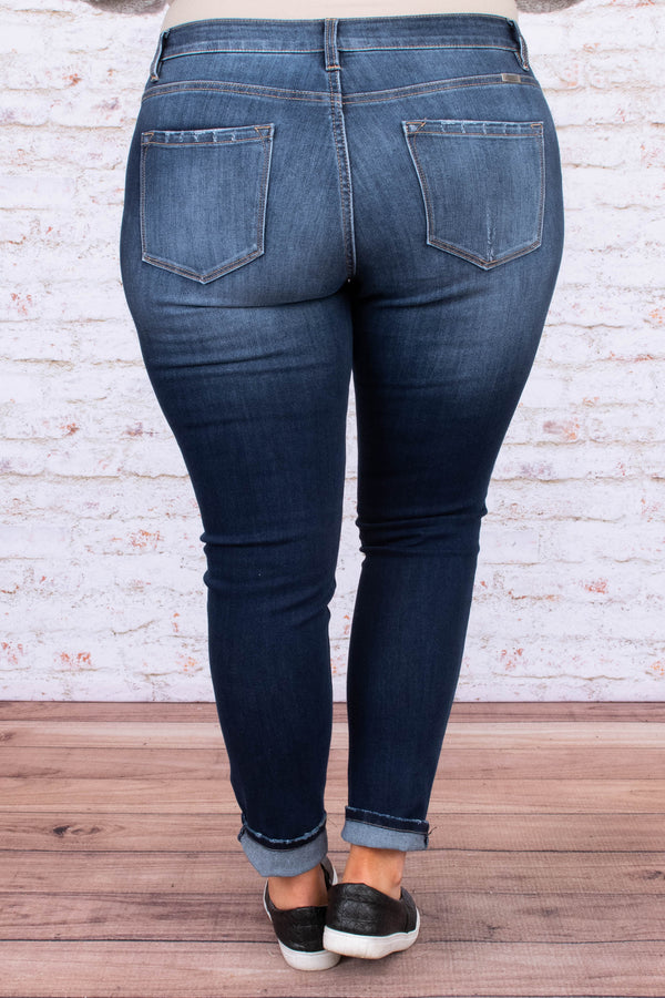 jeggings, long, skinny, dark blue, faded