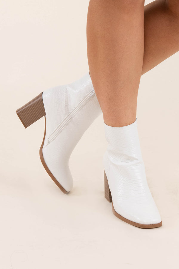 booties, heels, white, scales, shoes