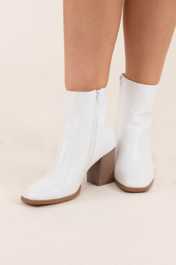 booties, heels, white, scales, shoes
