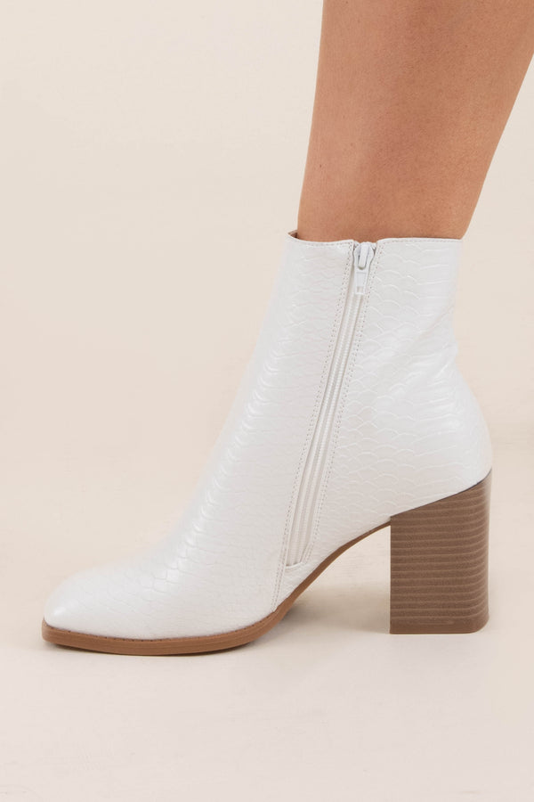 booties, heels, white, scales, shoes