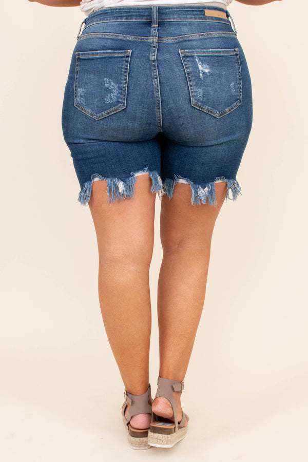 shorts, cut offs, blue, faded, ripped, fitted, denim