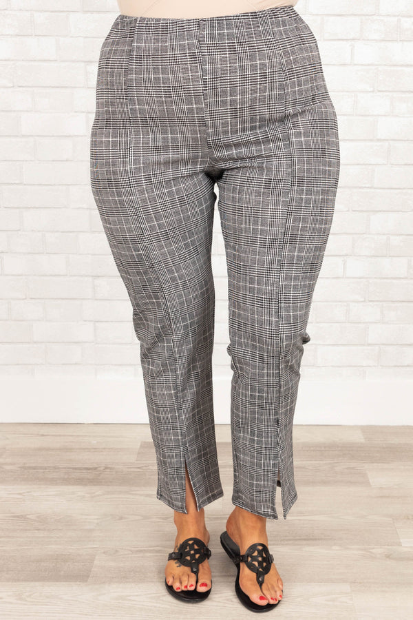 Chic Soul plus size clothing, black and white plaid pattern pants