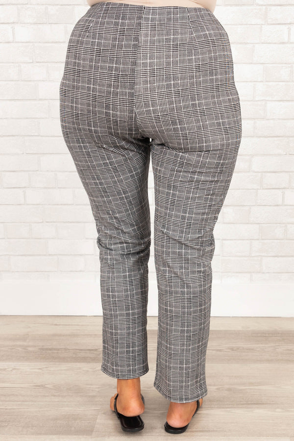 Chic Soul plus size clothing, black and white plaid pattern pants