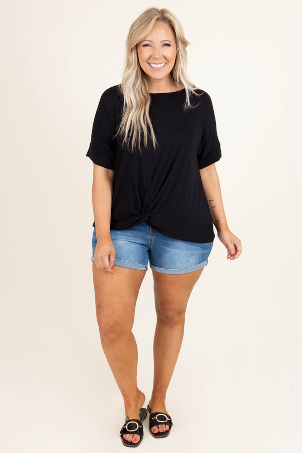Chic Soul plus size clothing, solid blue jean shorts