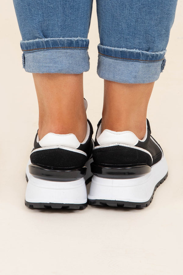 Chic Soul plus size clothing, black tennis shoes athletic sneakers with white laces and details