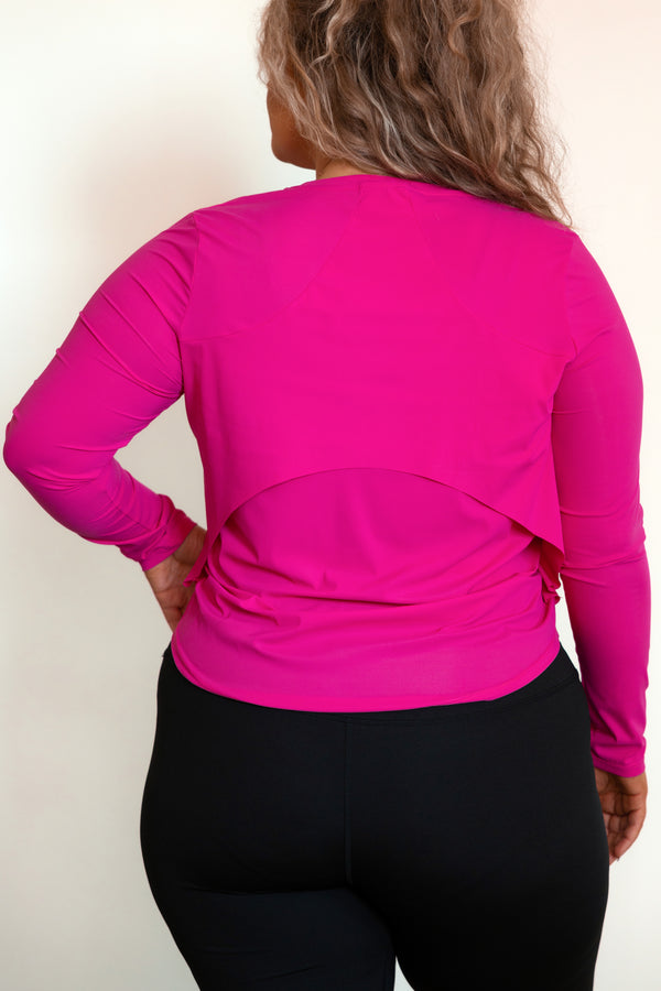 Chic Soul plus size clothing, fuchsia pink activewear long sleeves top