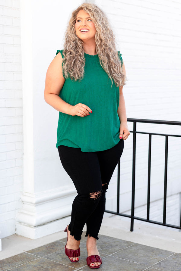 Chic Soul plus size clothing, teal greenish tank top