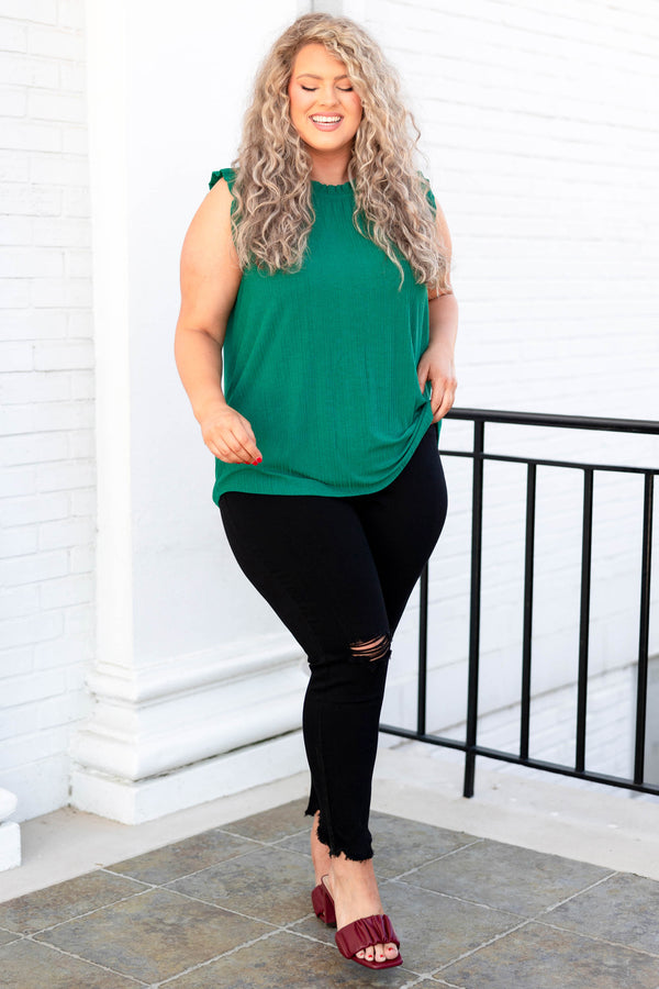 Chic Soul plus size clothing, teal greenish tank top
