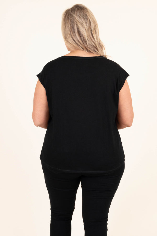 Chic Soul plus size clothing, black taupe short sleeve top