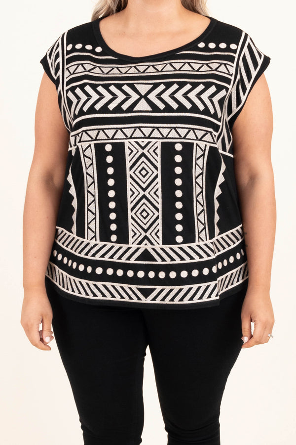 Chic Soul plus size clothing, black taupe short sleeve top